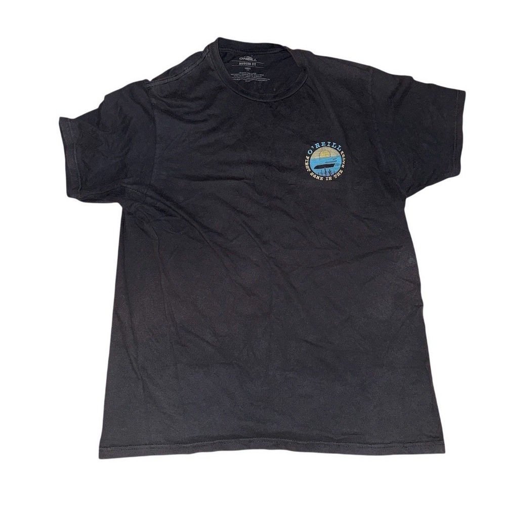 O'Neill T-Shirt Mens Size L Black Graphic Surf Beach Crewneck Short Sleeve